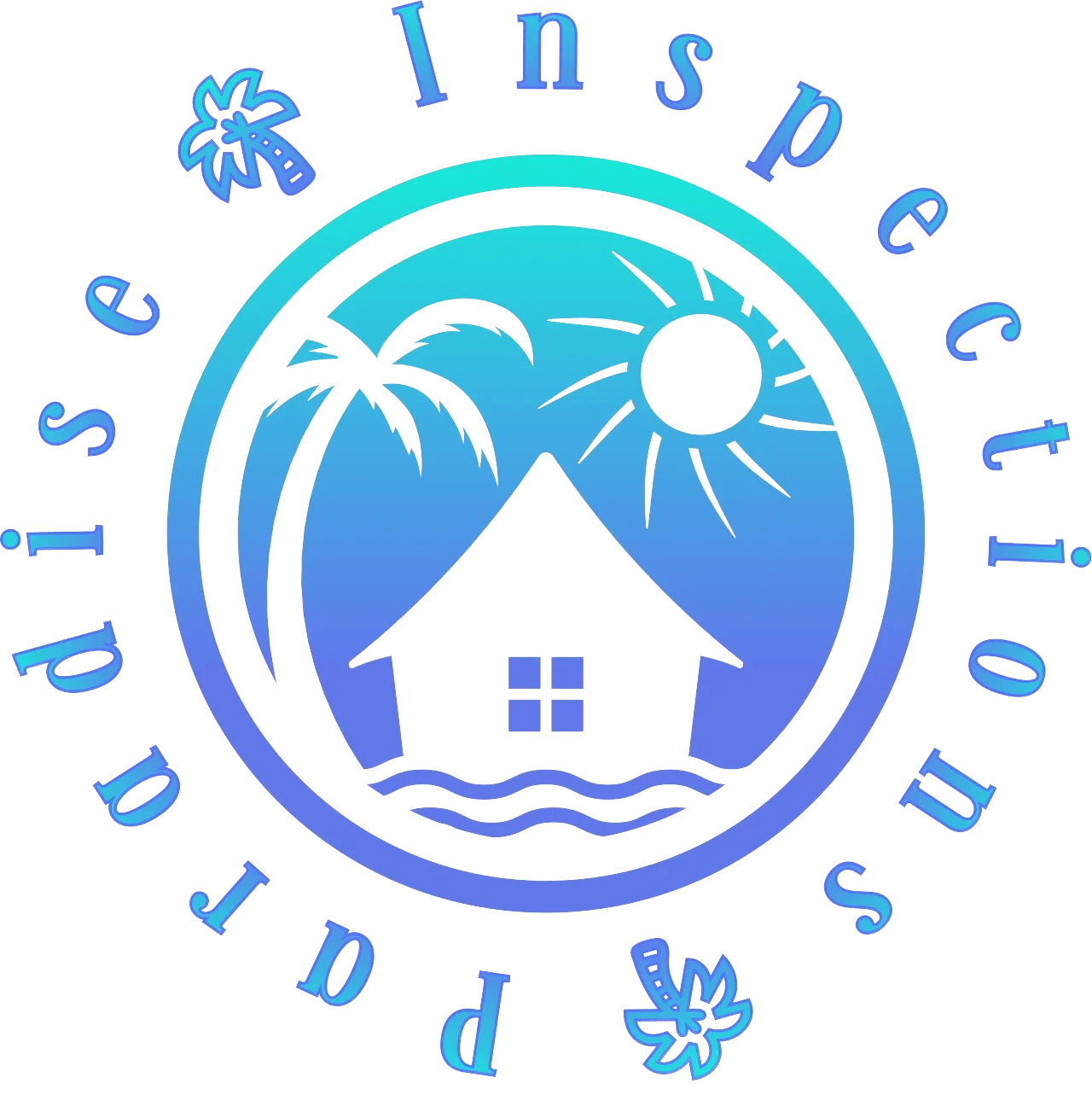 Colorful logo for Paradise Home Inspections with a house, sun, and palm trees.